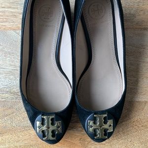 Tory Burch Black Suede Wedges